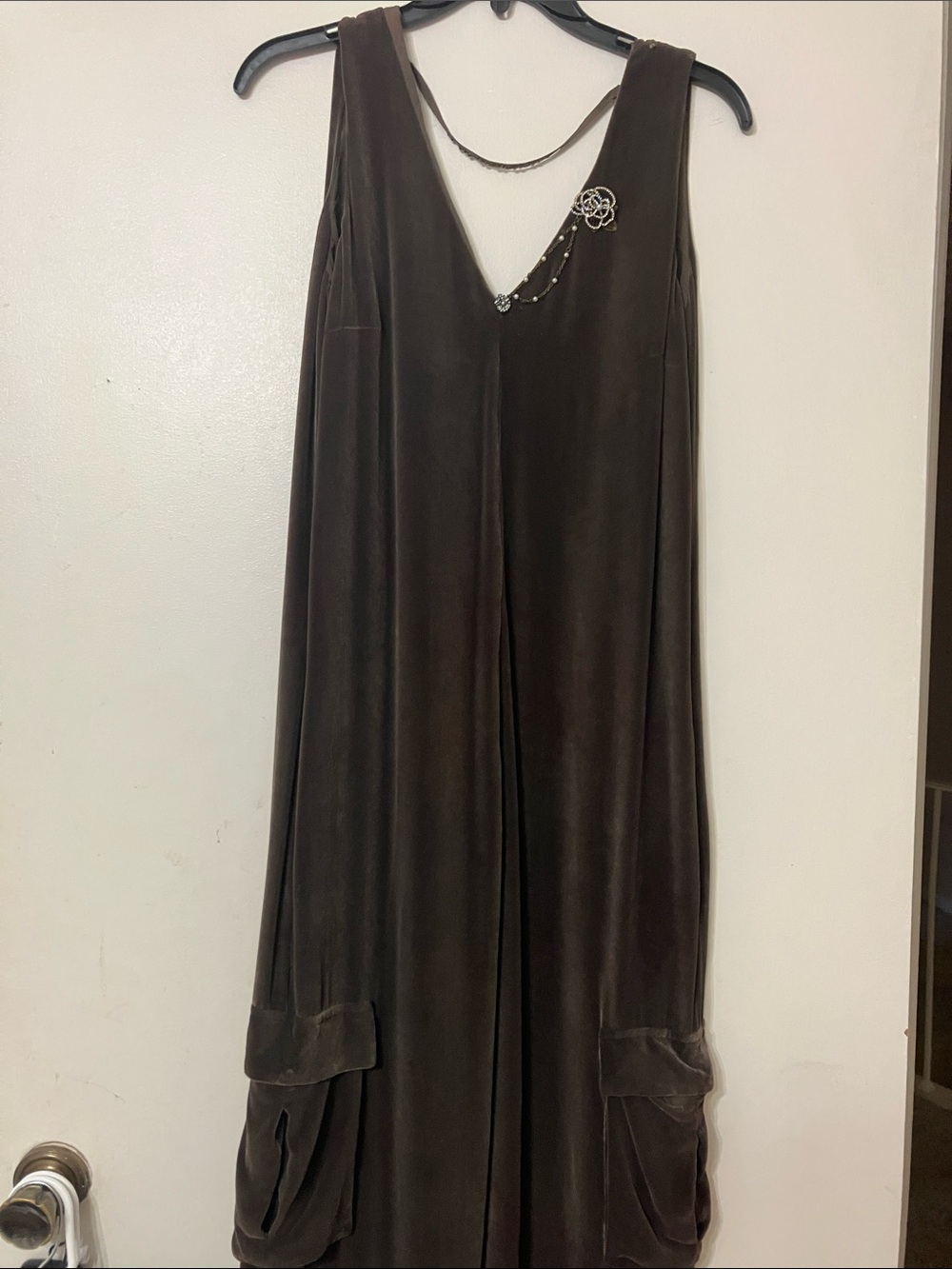 Brunello Cucinelli olive Velvet Jumpsuit with Decorative Brooch